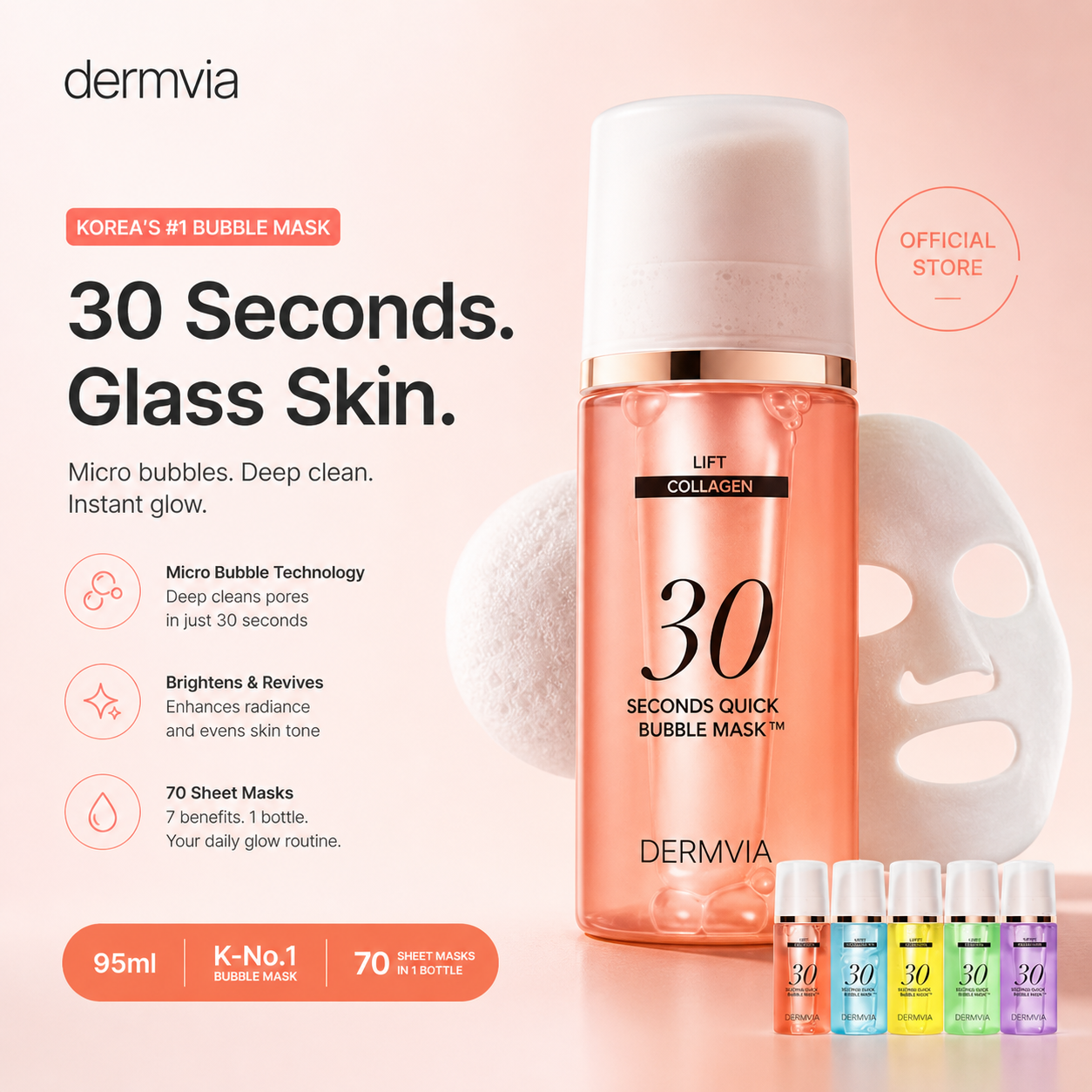 5 Piece - 30 Seconds Micro-Bubble Mask Set